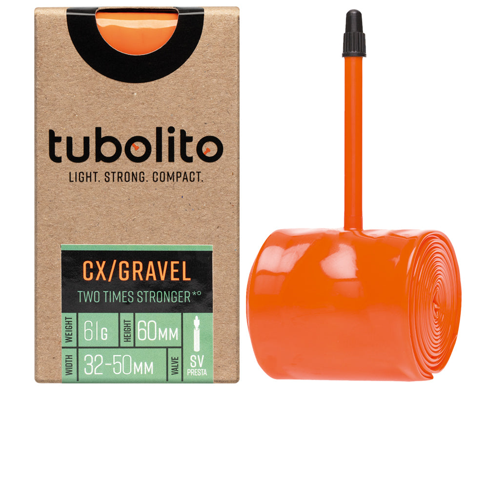 tubolito Tubo Gravel TPU-Schlauch 28 und 27,5 Zoll, Sclaverand 60 mm, orangefarbenes Ventil