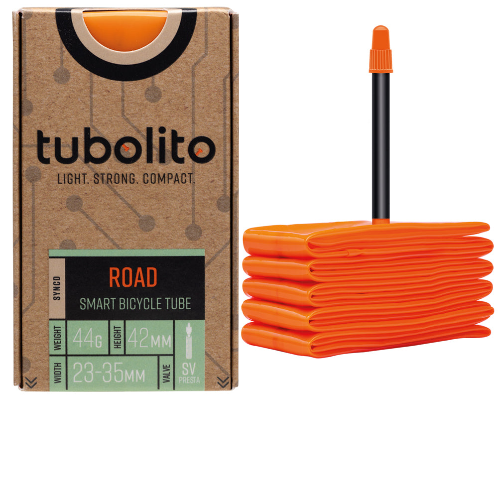 tubolito Tubo Road SYNCD TPU-Schlauch mit Bluetooth-Drucksensor, Sclaverand 60 mm, schwarzes Ventil