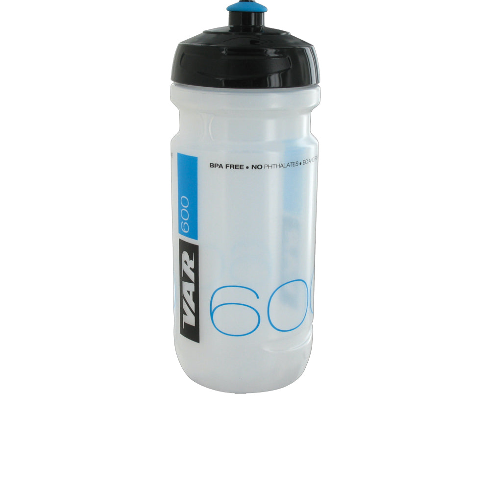 VAR Trinkflasche 600 ml, transparent mit schwarz-blauem Aufdruck