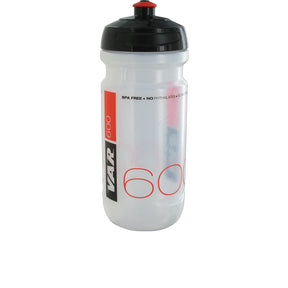 VAR Trinkflasche 600 ml, transparent mit schwarz-rotem Aufdruck