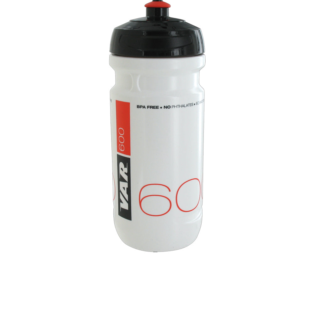 VAR Trinkflasche 600 ml, weiß mit schwarz-rotem Aufdruck